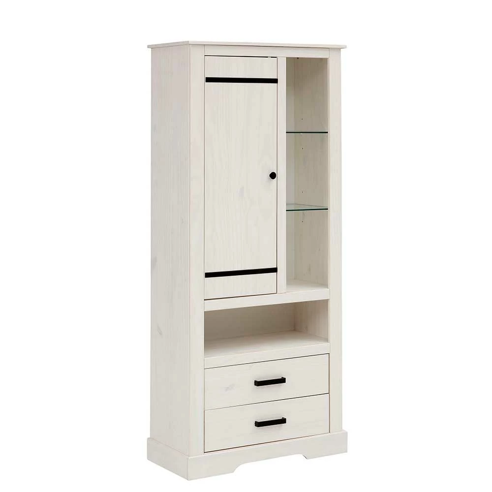 75x170x35 Cm Landhaus Schrank In Weiß - Manduza