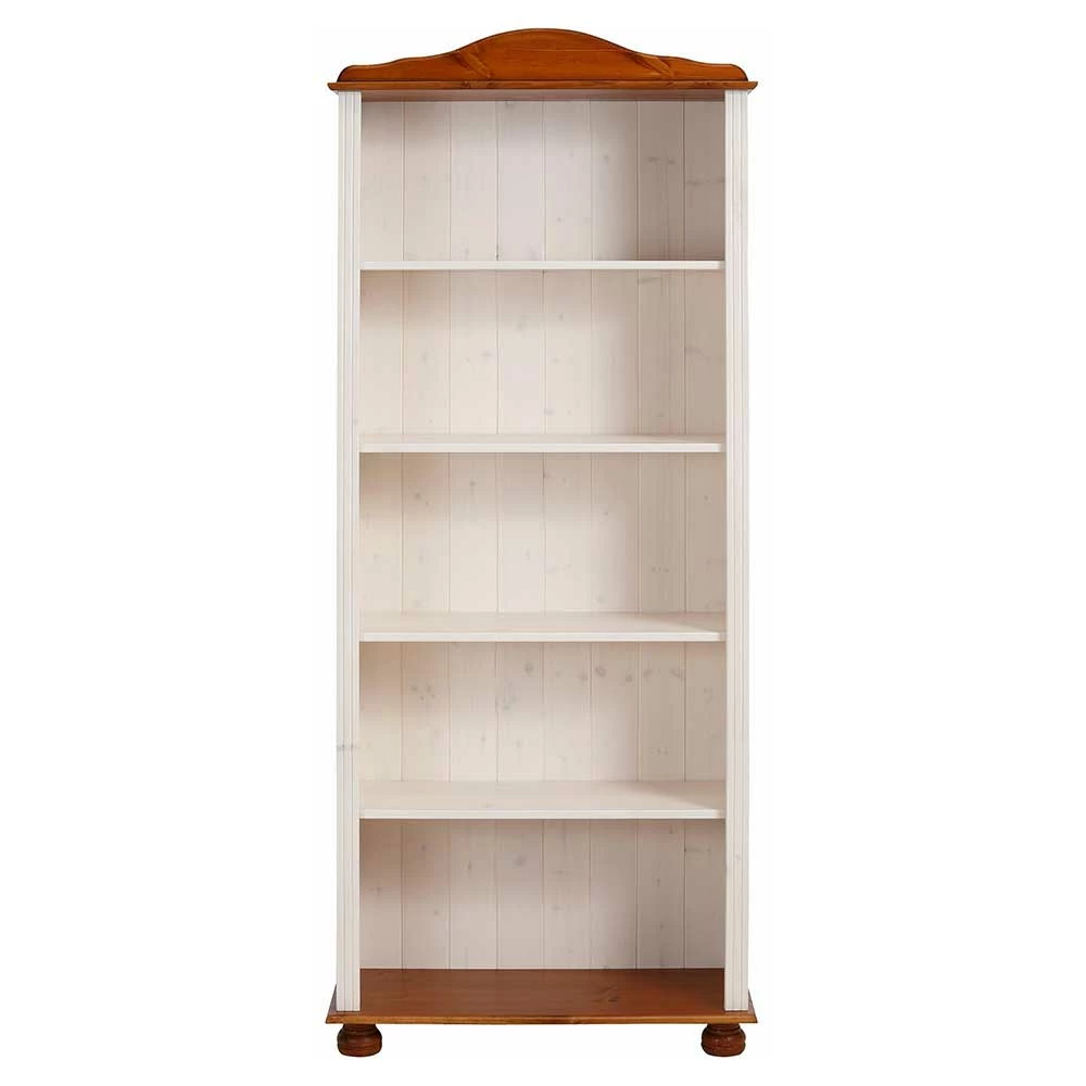 77x181x30 Landhaus Bücherregal Aus Kiefer Zweifarbig - Conzina – Bild 2