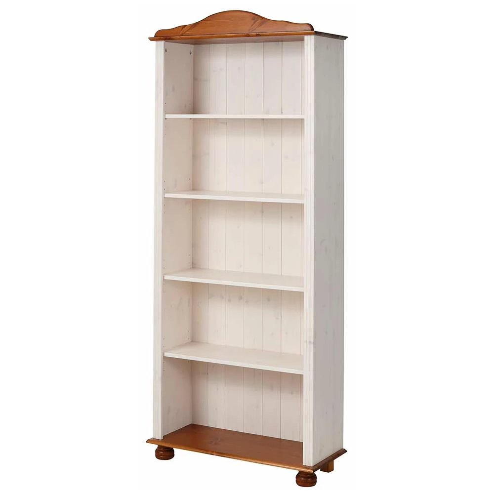 77x181x30 Landhaus Bücherregal Aus Kiefer Zweifarbig - Conzina