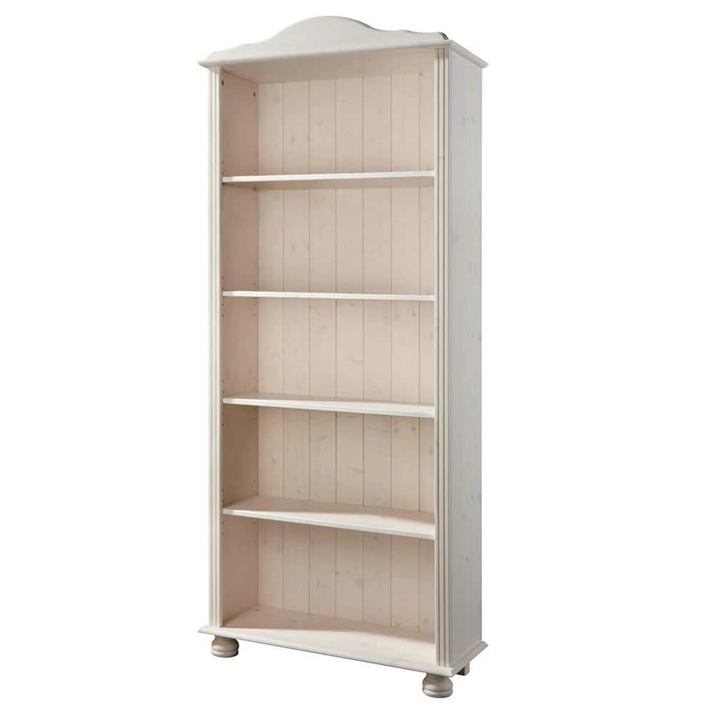 77x181x31 Landhaus Bücherregal In Weiß Lasiert - Oncerta