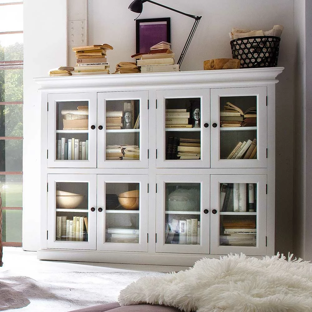 8-türiges Sideboard Mit Glastüren Venzeno In Weiß – Bild 2