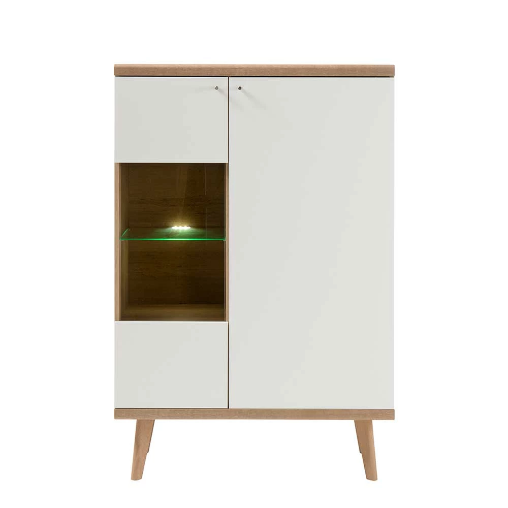 90x134x40 Wohnzimmerschrank In Weiß & Eiche - Cablos – Bild 3