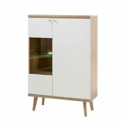 90x134x40 Wohnzimmerschrank In Weiß & Eiche - Cablos