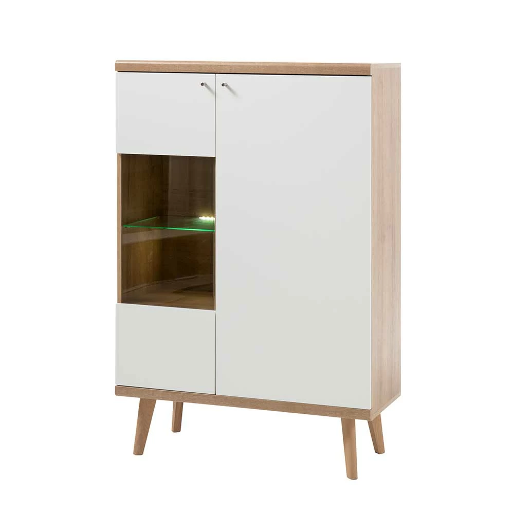 90x134x40 Wohnzimmerschrank In Weiß & Eiche - Cablos