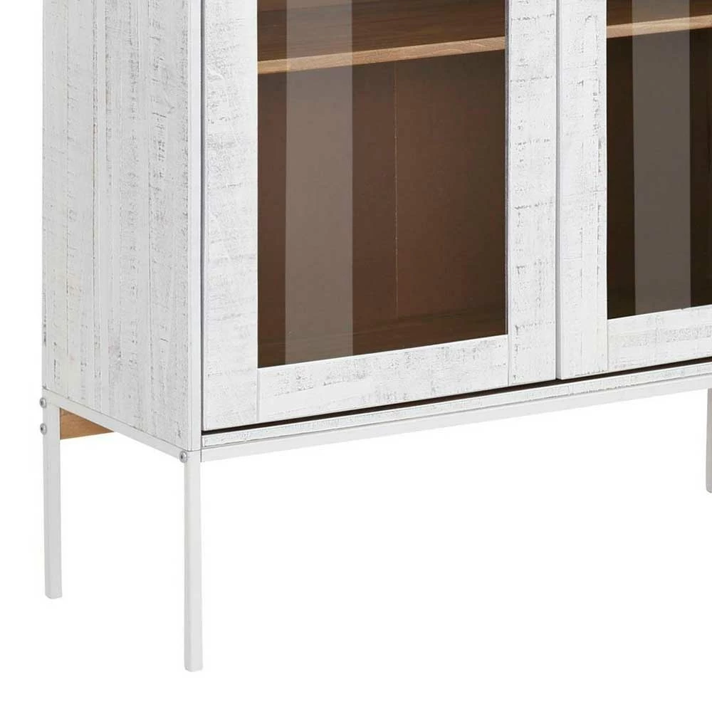 90x180x35 Vitrinenschrank In Kiefer Weiß - Ejeliva – Bild 5