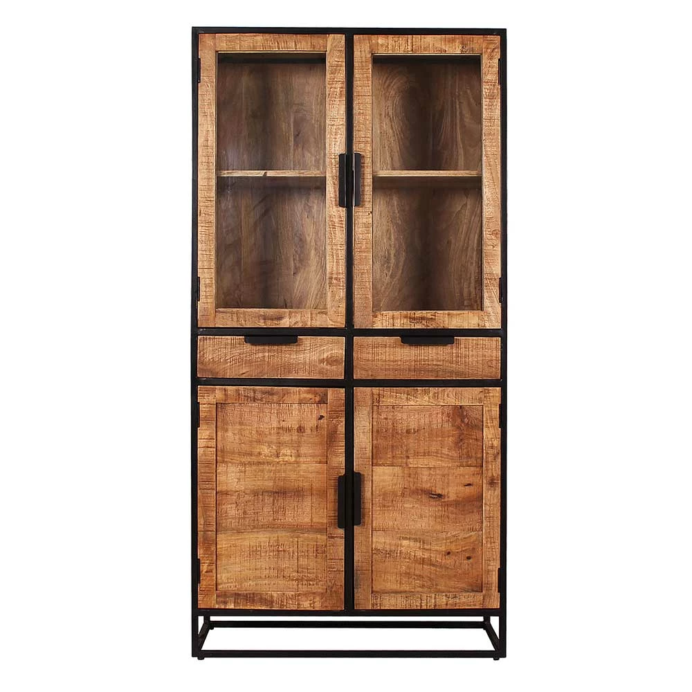90x180x40 Rustikaler Vitrinenschrank Mit Stauraum - Evradon – Bild 2