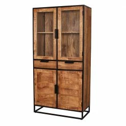 90x180x40 Rustikaler Vitrinenschrank Mit Stauraum - Evradon