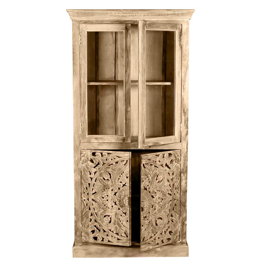 90x180x45 Vintage Holzvitrine Mit Schnitzerei - Runiasa – Bild 3