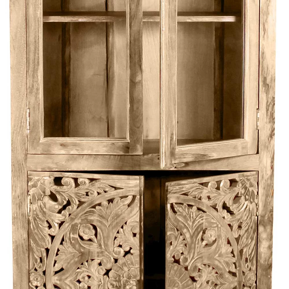 90x180x45 Vintage Holzvitrine Mit Schnitzerei - Runiasa – Bild 4