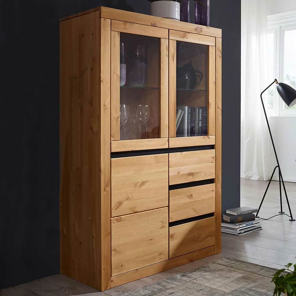 95x150x42 Wohnzimmerschrank Mit Glas Türen - Filedria – Bild 2