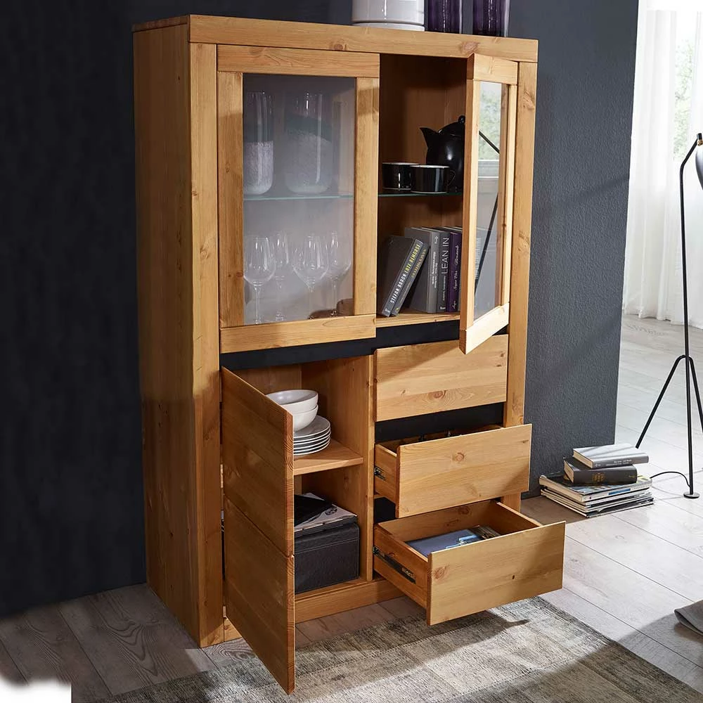 95x150x42 Wohnzimmerschrank Mit Glas Türen - Filedria – Bild 3