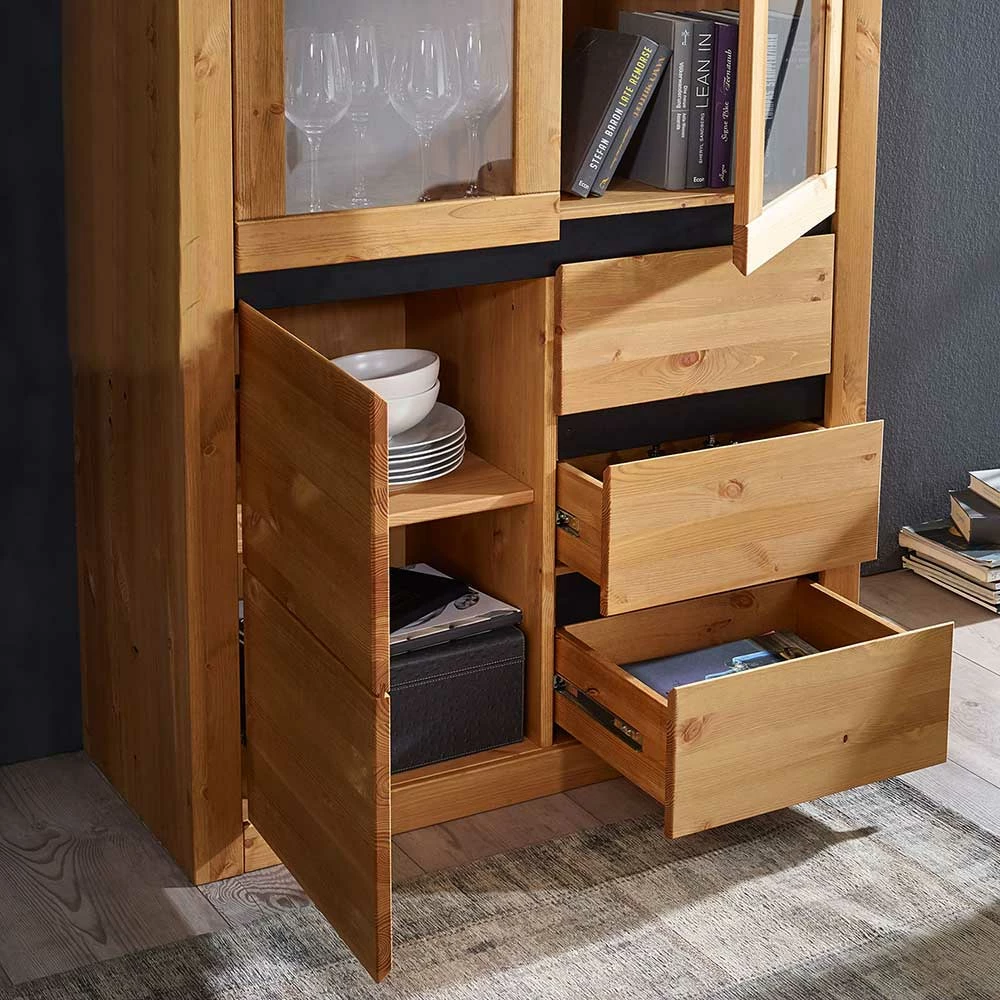 95x150x42 Wohnzimmerschrank Mit Glas Türen - Filedria – Bild 4