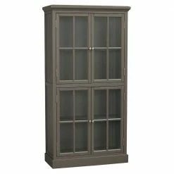 95x185x42 Country Style Vitrinenschrank In Grau - Midaria