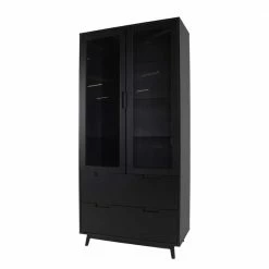 95x210x45 Vitrine Schrank In Schwarz - Vigadru