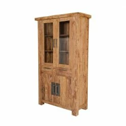 Altholz Vitrinenschrank Ragista Aus Teak Massiv