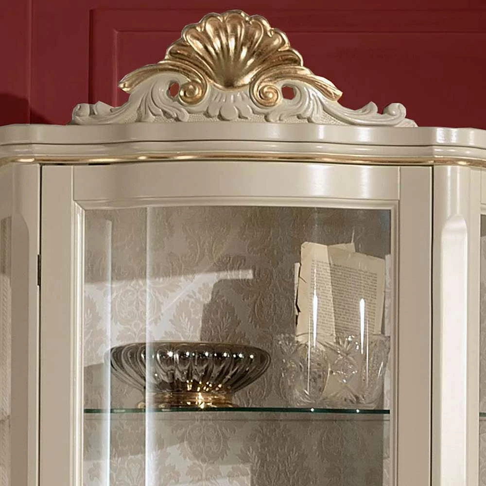 Barockstil Vitrine In Weiß & Gold - Datalera – Bild 3