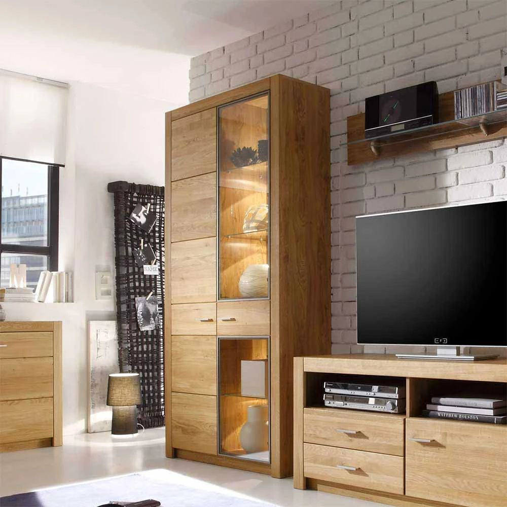 Breite Vitrine Landuva Aus Asteiche Geölt