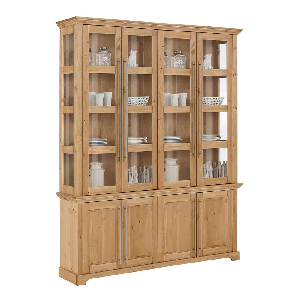 Breite Vitrine Aus Kiefer Massivholz - Noellisa – Bild 2