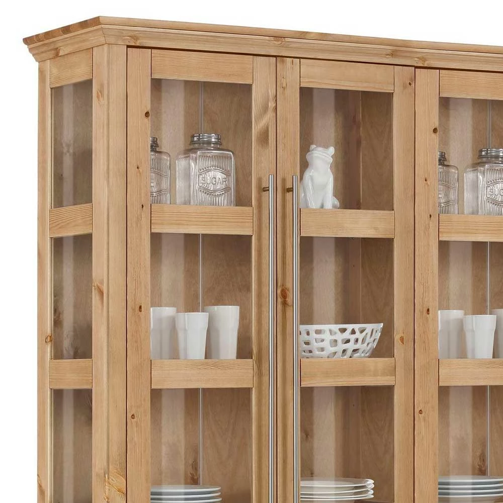Breite Vitrine Aus Kiefer Massivholz - Noellisa – Bild 3