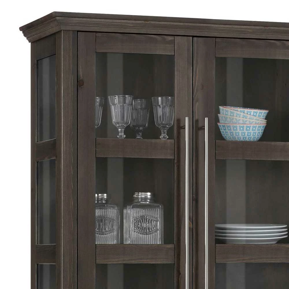 Breiter Vitrinenschrank In Kiefer Dunkel - Syvila – Bild 3