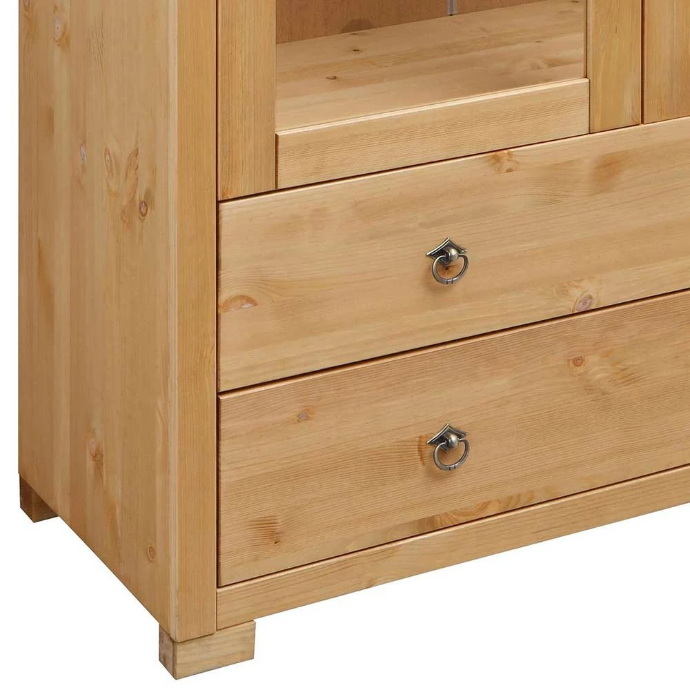 Glastüren Highboard In Natur Geölt - Vinidad – Bild 4