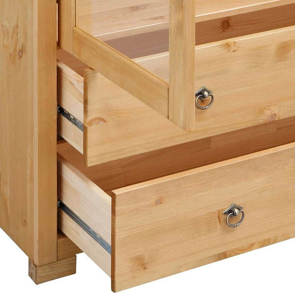 Glastüren Highboard In Natur Geölt - Vinidad – Bild 6