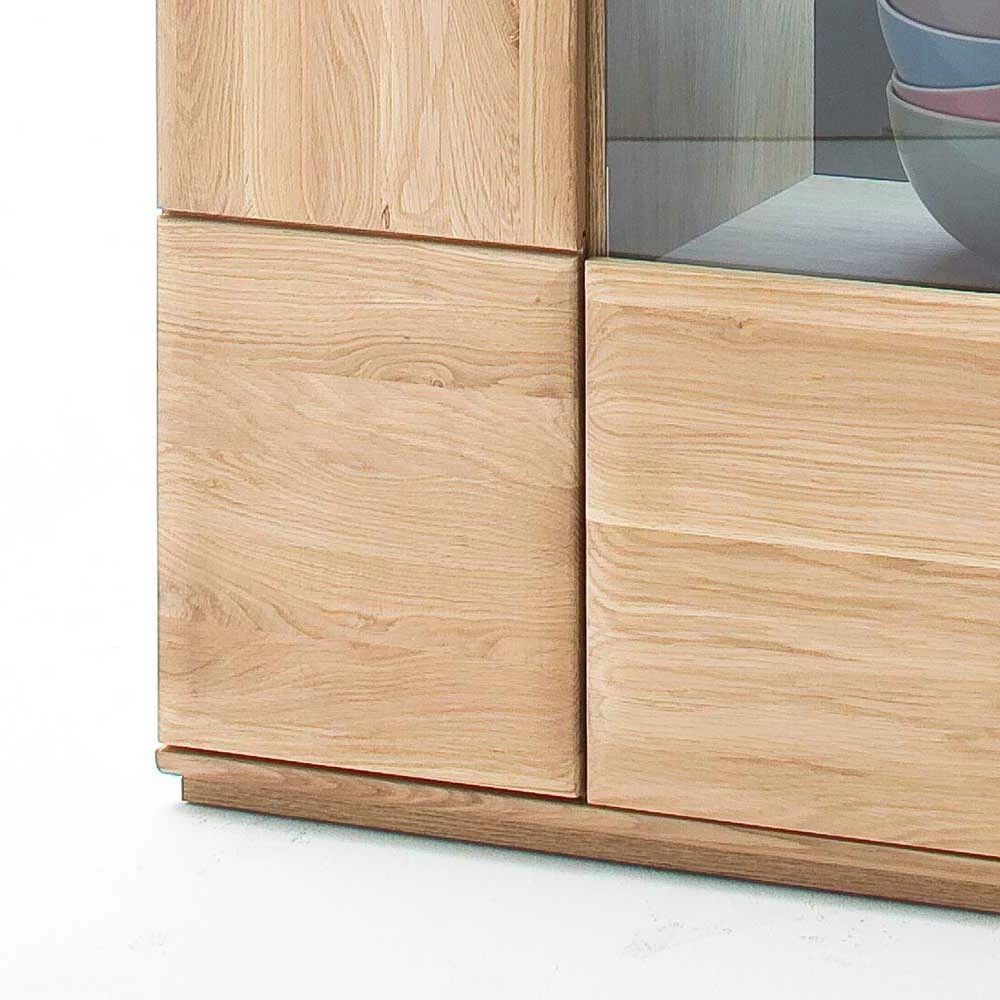 Highboard 2-türig Mit Glas-Einsatz Pontros In Eiche Bianco Teilmassiv – Bild 4