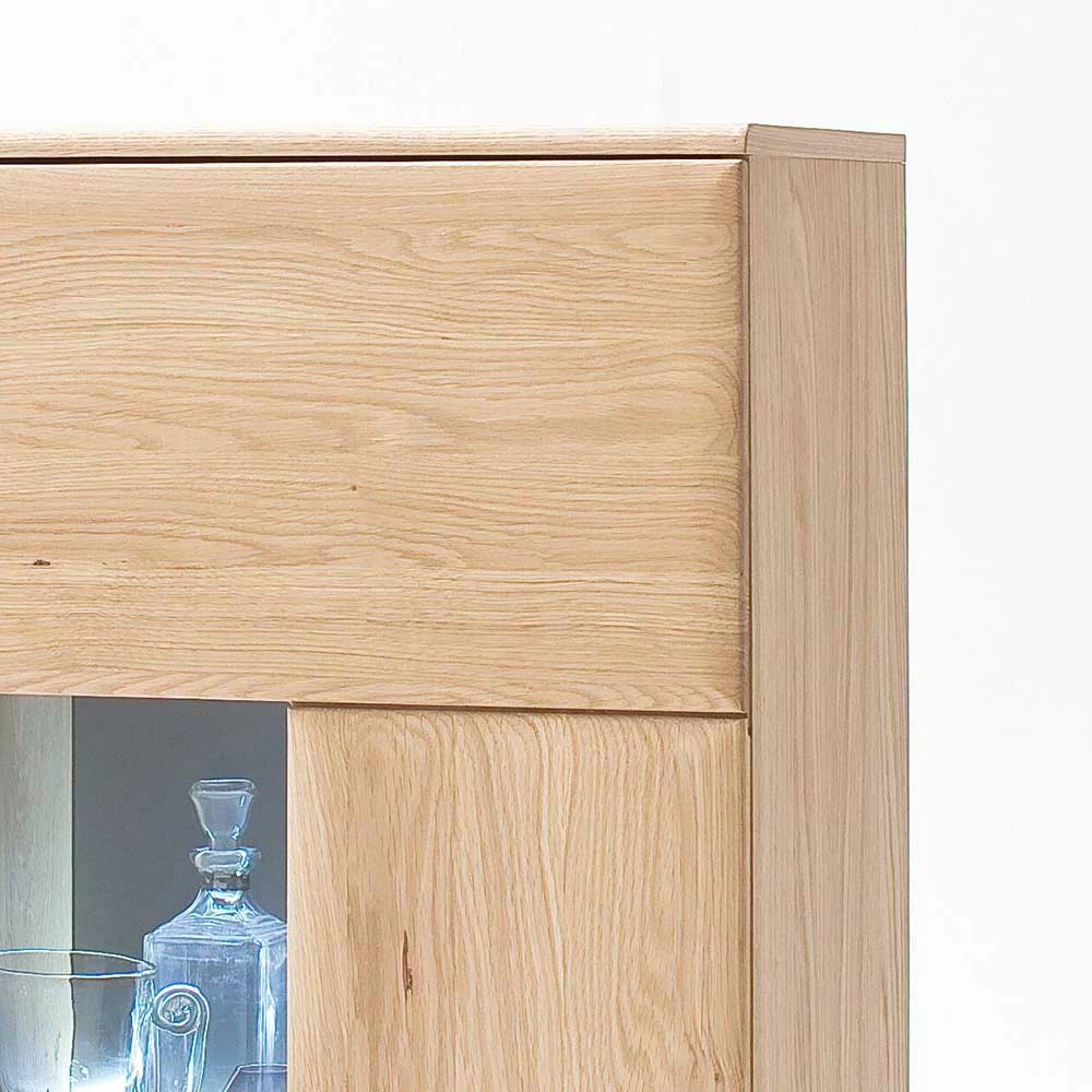Highboard 2-türig Mit Glas-Einsatz Pontros In Eiche Bianco Teilmassiv – Bild 5