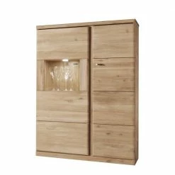 Highboard Vitrine Smonia Aus Wildeiche Bianco