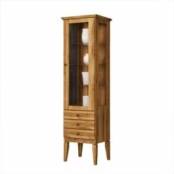 Hohe Vitrine Masdamos Aus Wildeiche Massivholz