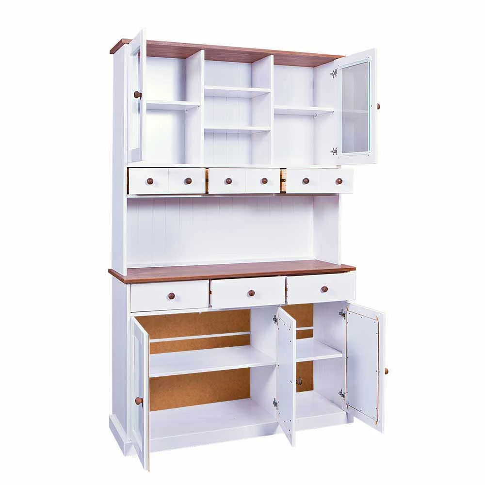 Holz Landhaus Büfett In Weiß Braun - Vatina – Bild 3