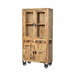 Holzvitrine Indri Auf Rollen