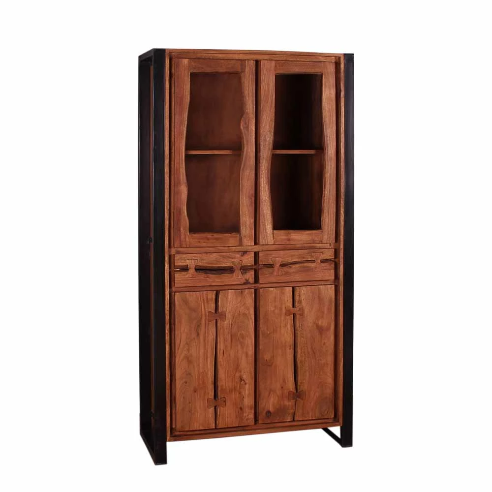 Industry Vitrinenschrank Smantana Aus Holz Akazie Cognac – Bild 2