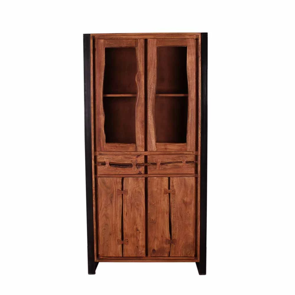Industry Vitrinenschrank Smantana Aus Holz Akazie Cognac – Bild 5