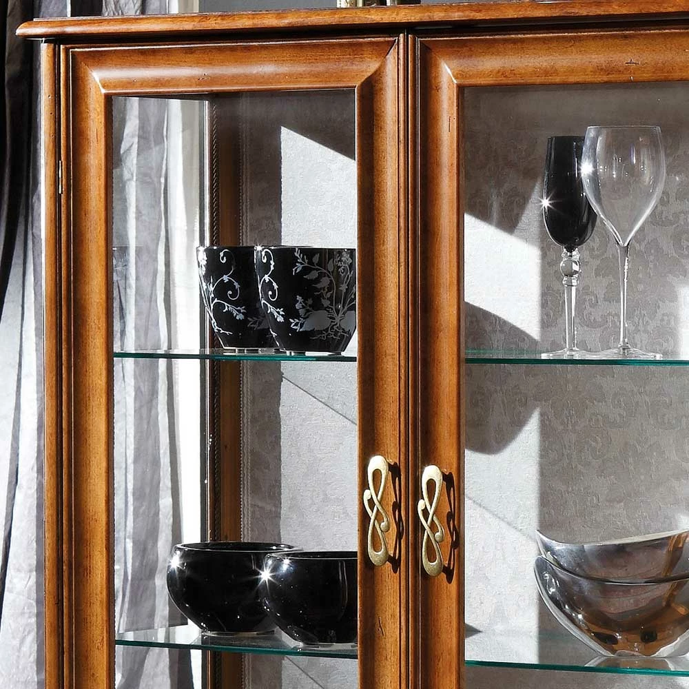 Italienische Doppeltür Vitrine In Nussbaumfarben - Motiz – Bild 4