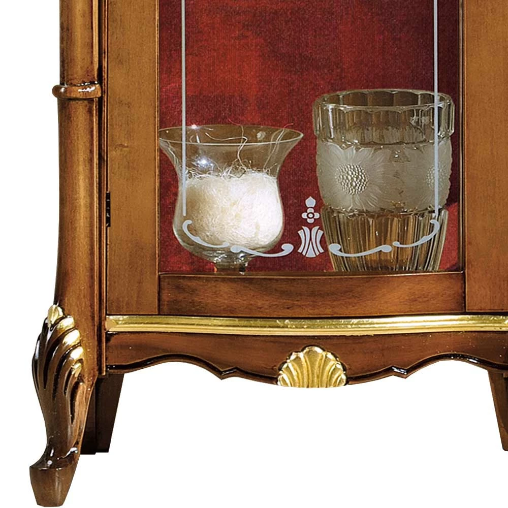 Italienische Vitrine In Nussbaum & Gold & Rot - Carlenna I – Bild 3