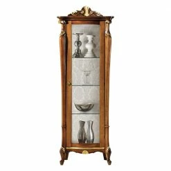 Italienischer Vitrinenschrank In Nussbaum & Gold - Carlenna