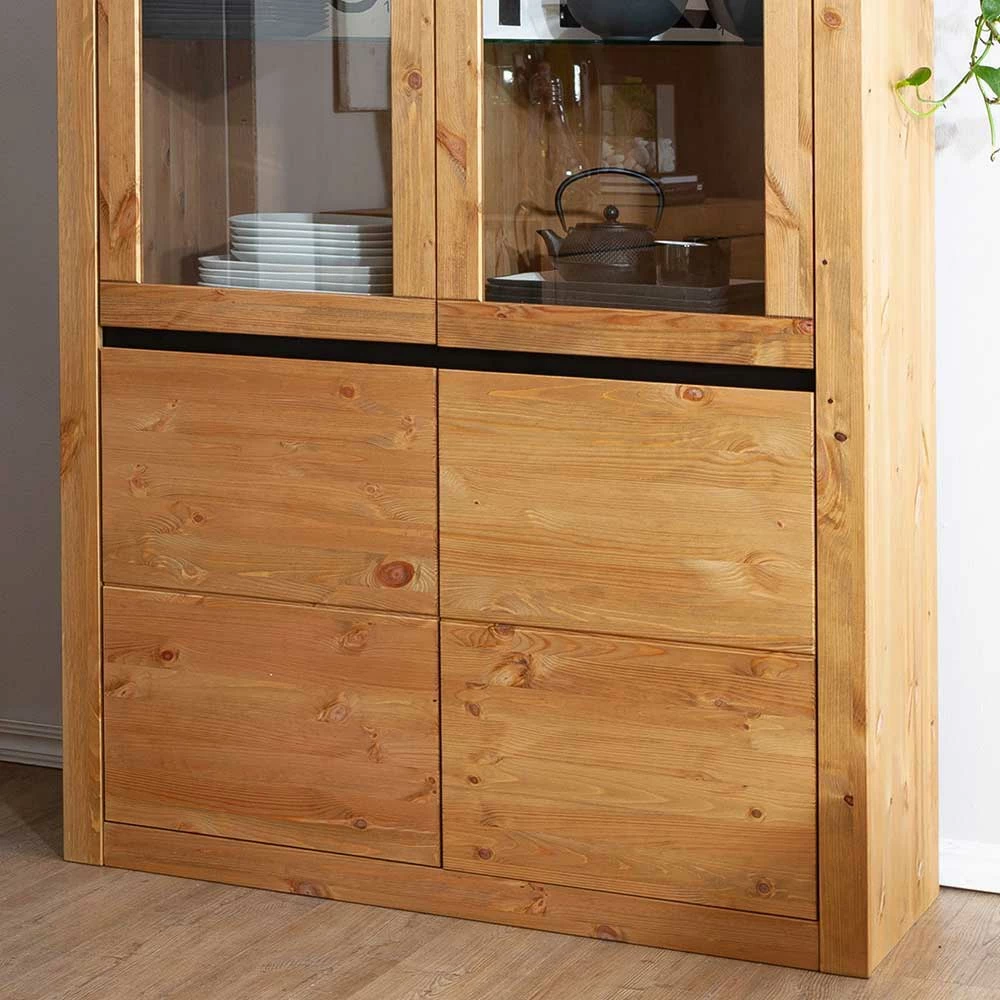 Kiefer Massivholzschrank Mit Glas Türen - Filedria – Bild 5