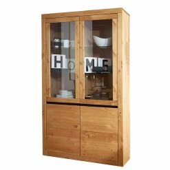 Kiefer Massivholzschrank Mit Glas Türen - Filedria
