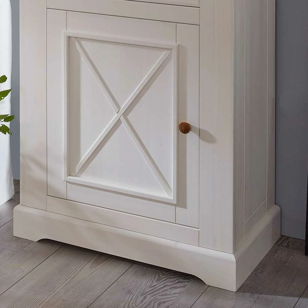 Kiefernholz Vitrine Elvelina In Weiß & Eichefarben – Bild 6