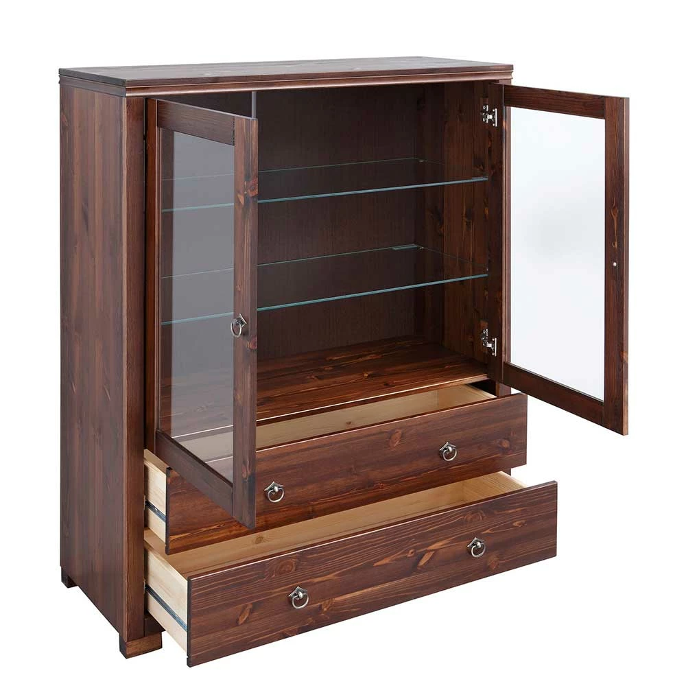 Kleiner Vitrinenschrank In Dunkelbraun - Luvin – Bild 3