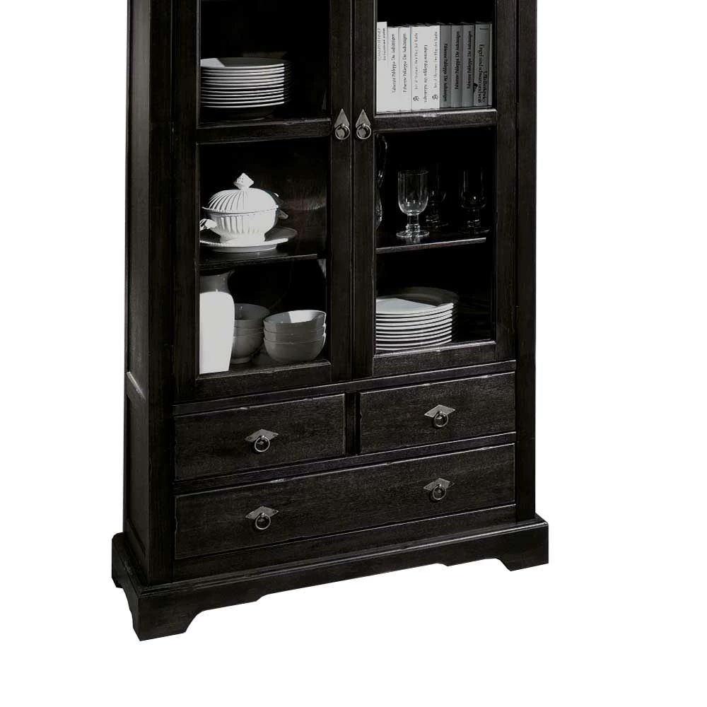 Kolonialstil Vitrine Islando In Schwarzbraun – Bild 4