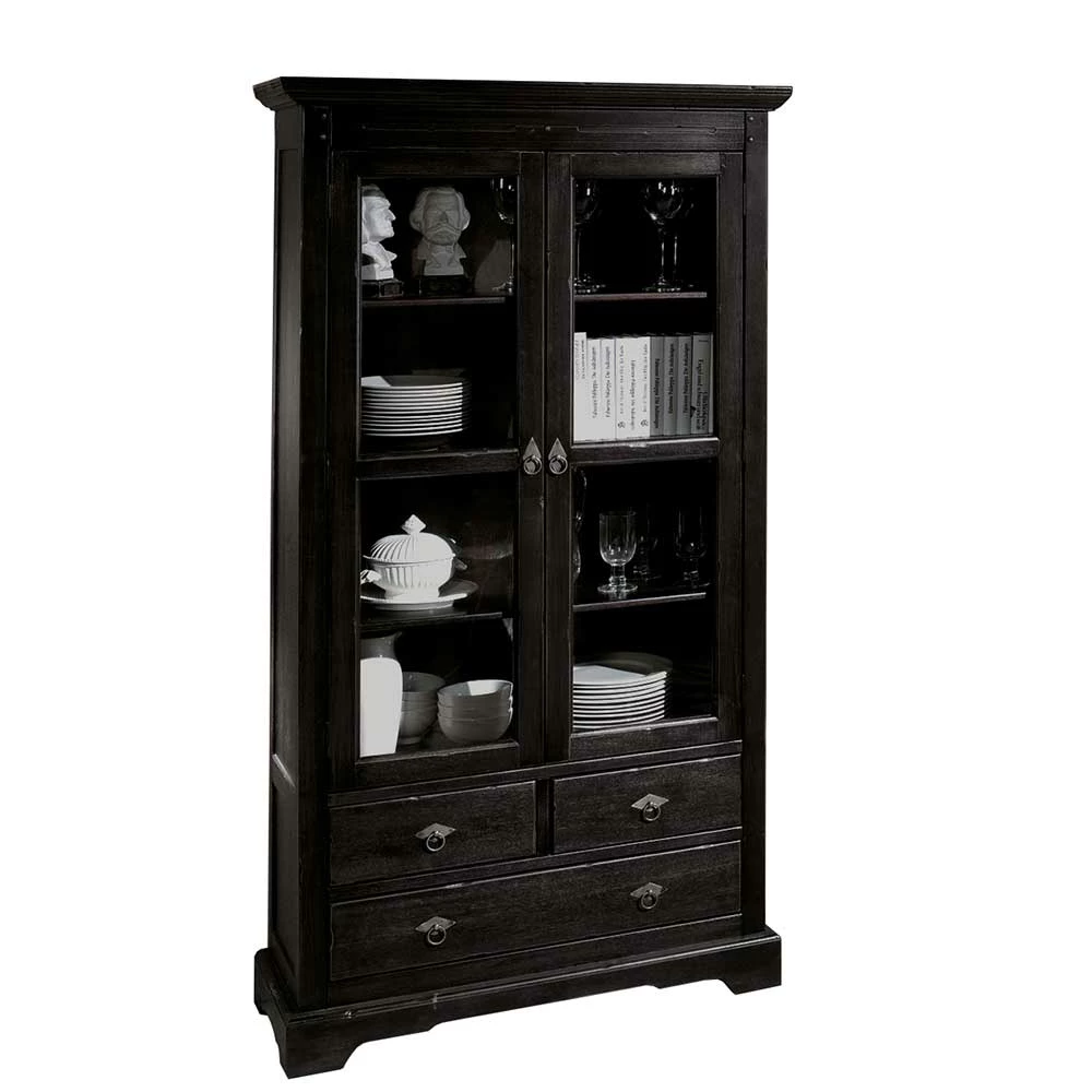 Kolonialstil Vitrine Islando In Schwarzbraun