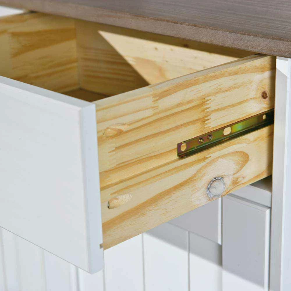 Landhaus Büfett Schrank In Weiß Mit Braun - Vatina – Bild 4