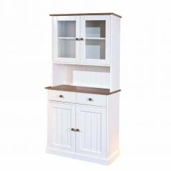 Landhaus Büfett Schrank In Weiß Mit Braun - Vatina