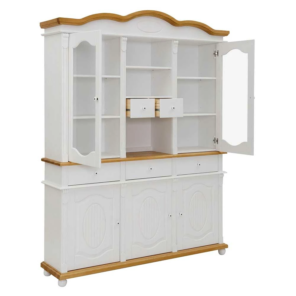 Landhaus Buffet Vitrine In Weiß & Honig - Jadrowa – Bild 3