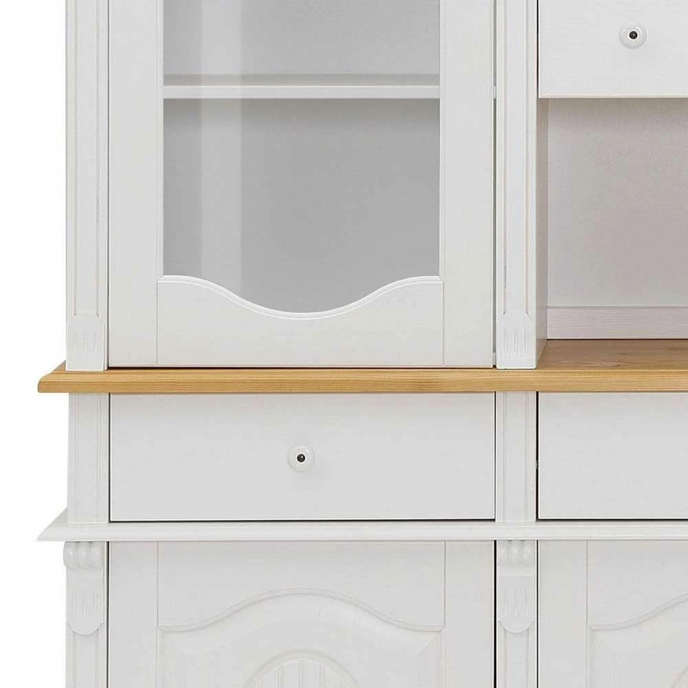 Landhaus Buffet Vitrine In Weiß & Honig - Jadrowa – Bild 4