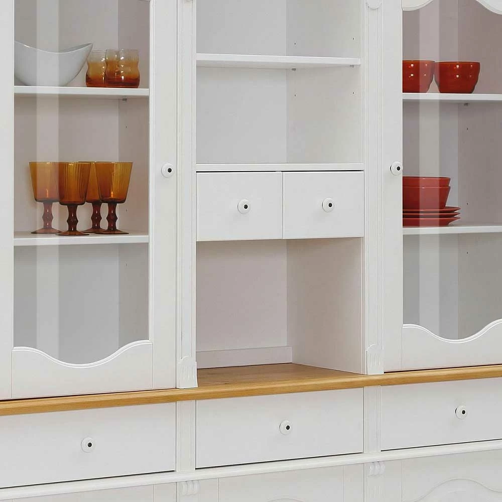 Landhaus Buffet Vitrine In Weiß & Honig - Jadrowa – Bild 5
