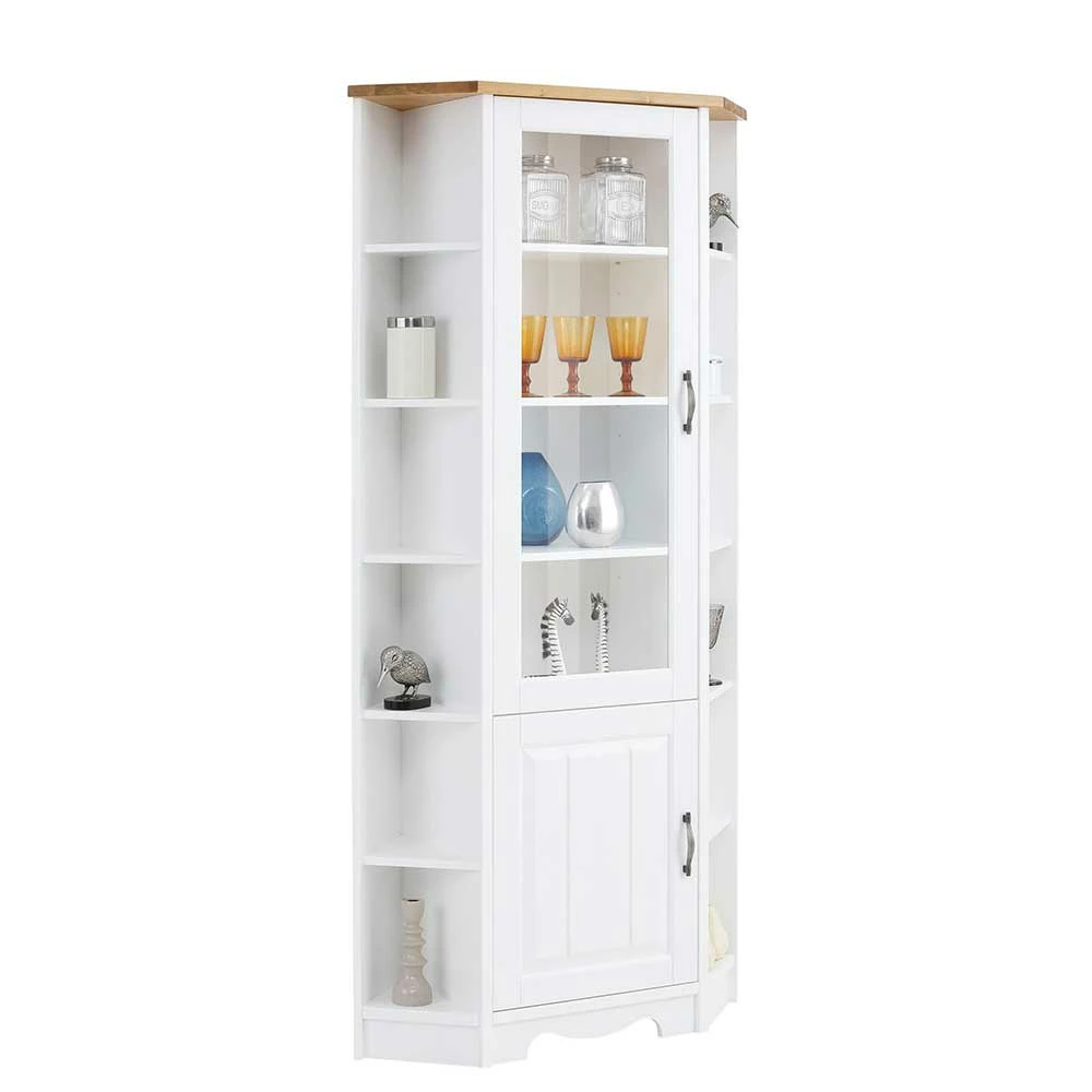 Landhaus Eckvitrine Aus Kiefer Zweifarbig - Ribeiro – Bild 2