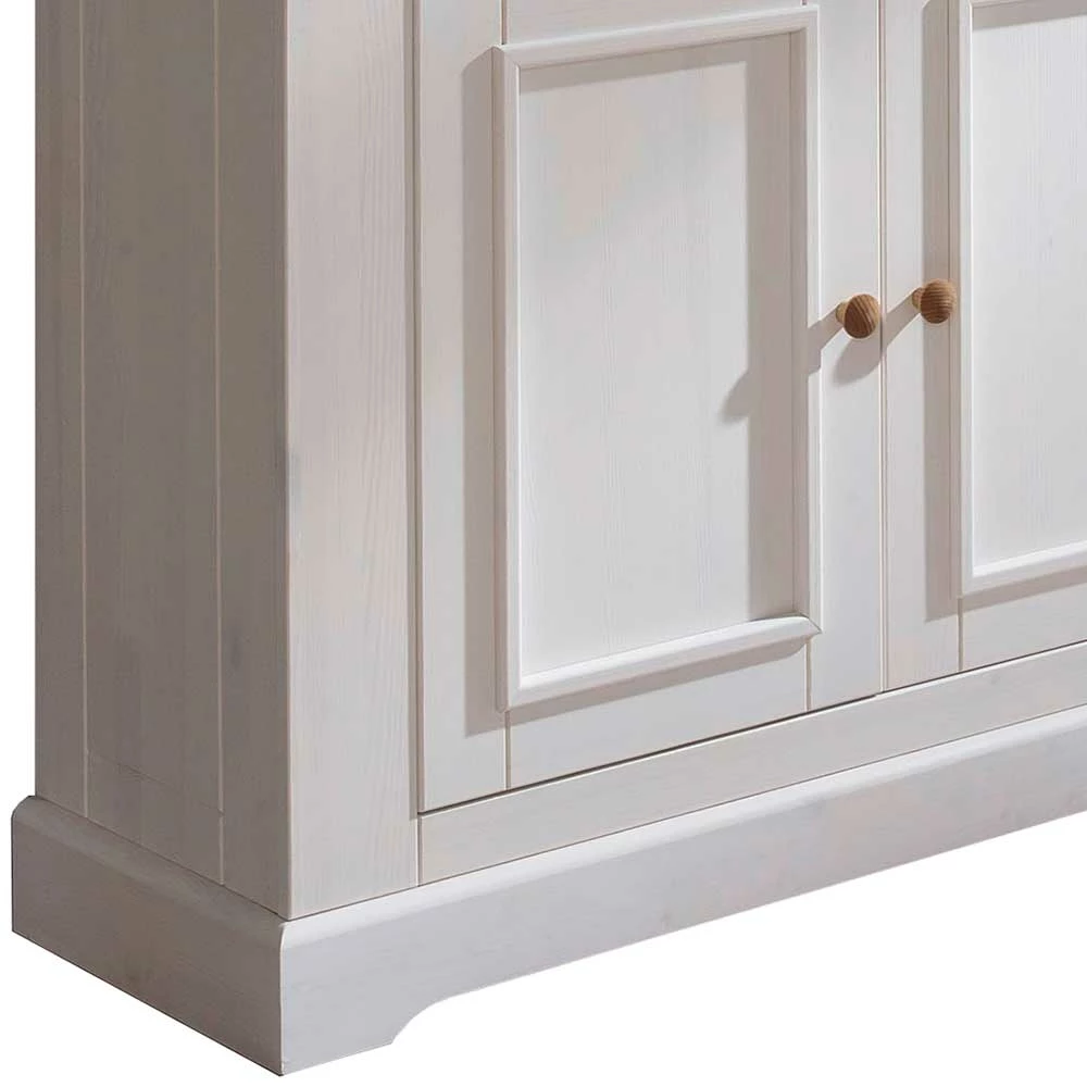 Landhaus Schrank Vitrine In Weiß - Elvelina – Bild 4